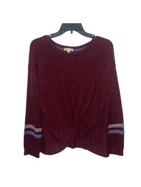 Ultra Flirt Burgundy Twist Front Top Cozy Y2K Casual Size Large Women Sweater